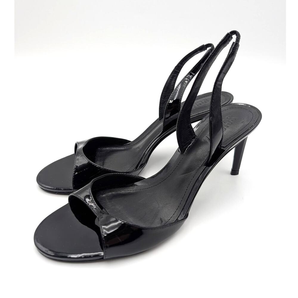 Schutz Scarlett Mid Slingback Sandals Women's Black Size US7.5B EU37.5